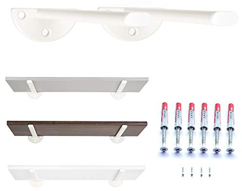 MAD Staffe per Mensole Bianche, Supporti a Muro in Acciaio Resistente, Reggimensole con Viti e Tasselli di Fissaggio (25 cm, Bianco)