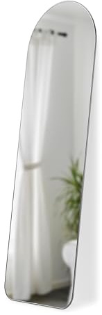 Umbra Hubba Standspiegel Gewölbt mit Metallrahmen, 157 x 51 cm, Titan | Große reflektierende Oberfläche, optisch raumvergrößernd, für Wandmontage oder Anlehnen, inklusive Anti-Kipp-Halterung