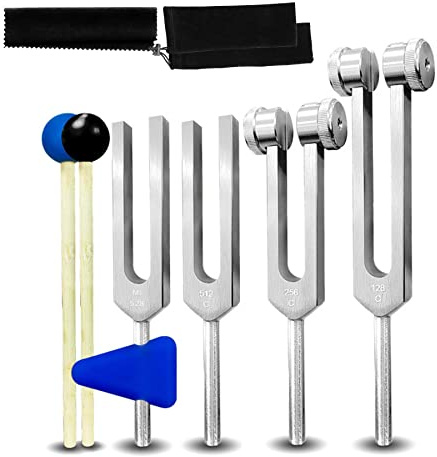 Stimmgabel-Set, 128 Hz, 256 Hz, 512 Hz, 528 Hz, Heilchakra-Set, 4-teilig