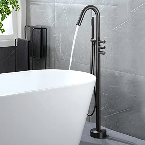 XJTNLB Wasserhahn Badewanne Freistehende Badewanne Armatur 360° Drehbarer Auslauf Pistolengrau