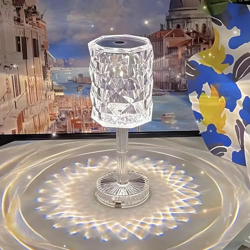 Ausolee LED Tischlampe aus Kristall, Moderne Rose Diamant Nachttischlampe Touch und Dimmbar [16 Farben & 4 Modi ] Mit Fernbedienung, RGB Farbwechsel Nachtlicht für Schlafzimmer Restaurant, Wohnzimme…