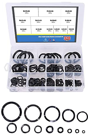 Assortiment de rondelles à ressort ondulées, 320 rondelles à ressort ondulées en acier au carbone, type compression, assortiment de rondelles à ressort ondulées