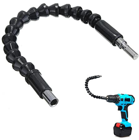 TUKNN Flexibler Verlängerungsbohrer, Schaftbohrer, Sechskantbohrer, Bohrerverlängerung für Bohrmaschinen und Elektro-Bohrschrauber, Schwarz, Flexibel, Metall und Kunststoff, 300 mm, Bohrer