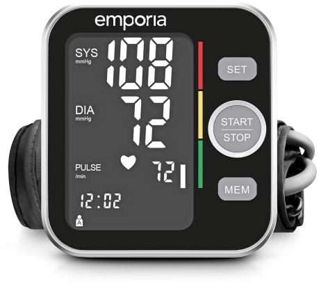 emporiaBPM-V20-BY | Digitales Oberarm Blutdruckmessgerät | Blutdruckmessgerät oberarm mit XL-Display| blood pressure monitor | Blutdruckmanschette | Schwarz