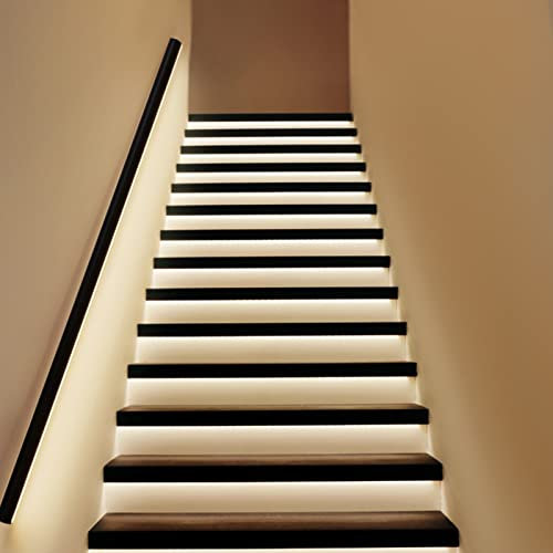 Yclty Indoor Stair Handrail Wall-Mount, Handrail Railings with LED Warm Light 3000K (Size : Left-78.7inch (200cm))