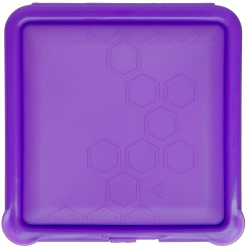 Big Bee, Little Bee - Reusable Silicone Food Storage Container with Closed Flap Lid, Easy to Clean, Snap Closure, Microwave, Freezer, and Dishwasher Safe (Grape)