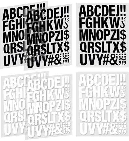 Iron on Letters for Clothes, 6 Sheets Heat Transfer Letters 2 Inch Alphabets Patches for Sport T Shirts Clothing DIY Crafts (Black, White)