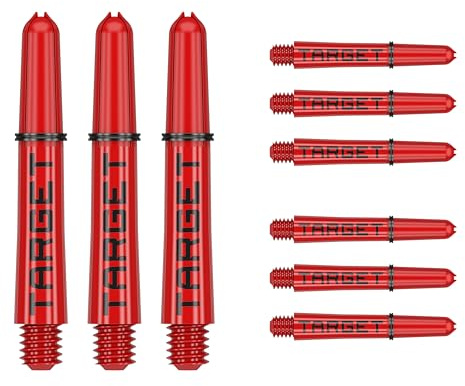 Target Darts Pro Grip Tag Shaft (9-pack) multipack axlar, professionella darttillbehör, dartaxelset – svart och röd, kort längd