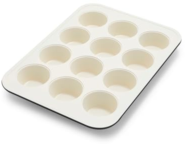 GreenPan Bakewell 12-Cup Muffin Pan, Healthy Ceramic Nonstick Bakeware, PFAS-Free Cupcake Mold, Durable Baking Tray, Versatile Kitchen Essentials, Easy Clean Ovenware, Black