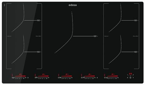 Edesa Placa EIM-9530 R, Borde Redondeado, Panel Control Multi Slider Touch, Temporizador, Funciones de Cocinado Preestablecidas, Función Stop&Go, Ancho 90 cm, Color Negro
