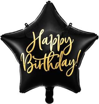 Happy Birthday Ballon Schwarz Gold Stern Folienballon Luftballon Helium geeignet Geburtstag Deko Party Erwachsene 40cm (HAPPY BIRTHDAY STERN black)