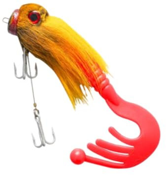 predolo Künstlicher Angelköder für Salzwasser, Ratte, Pelzig, Praktisch, Professionell, 3D Geschenk für Männer, Hochseeangeln, Bootsangeln, Angelbedarf, Gelb
