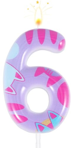Cat Themed Birthday Number Candle, Cartoon Dollhouse Kitten Birthday Decorations Kitty Cat Numeral Cupcake Candle Cake Topper Decorations Birthday Party Supplies for Girls Boys (Number 6)