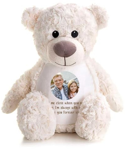 Oso de recuerdo personalizado con foto y grabación-a-voz, color crema, foto personalizada, mensaje y grabación de voz, regalo de condolencias, recuerdo