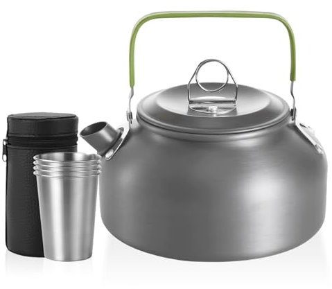Bouilloire De Camping 0,8 L, Bouilloire À Thé En Aluminium Avec 4 Gobelets En Acier Inoxydable, Théière À Cuisinière Rapide, Bouilloires Camping Pour Randonnée