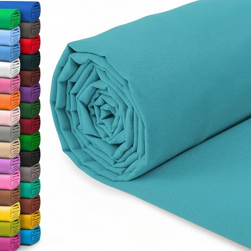 A-Express 100 % bomullstyg – 60 tum 150 cm brett – enfärgat bomullstyg per meter – perfekt för quiltning, sömnad, klädtillverkning, gardinfoder, tygkassar, sängkläder, örngott – blågrön 1 meter