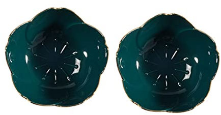 GALPADA 2pezzi Piatti in Per Salse Due Ciotole Da Cucina Design Forma Fiore Per Barbecue e Picnic Colore Verde Scuro