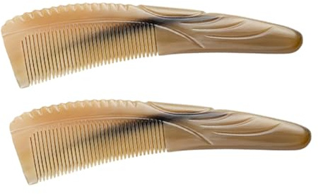 minkissy 2stücke Horn Lockenkamm Gua-sha-kopfhautkamm Horn-taschenkamm Geburtskämme Haarkämme zum Stylen Hornmassagekamm Kopfhautmassagebürste Bartpflegekamm Haarpflegekamm Entwirrend