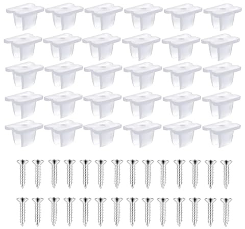 Alfven LED Neon Montageclips,30 Stück Led Strip Montage Clips Silikon Led-Streifen Halterung für 5 mm bis 6 mm LED Streifen Halterung mit Schrauben, durchscheinend