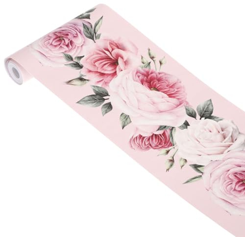 DOITOOL Frise Murale Adhesive Fleurie Papier Peint Imperméable Auto-Adhésif 300.00 X 15.00 Cm Autocollant Mural Cuisine Et Salle De Bain Décoration Pour Salon Et Buanderie