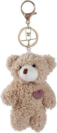 Opemg Braunbär-Plüsch-Schlüsselanhänger, Stofftiere, Taschenanhänger, Kawaii-Plüsch-Hasen-Schlüsselanhänger, DIY-Schmuck, Hund, Plüsch, Schlüsselanhänger, Auto-Schlüsselanhänger, Herz-Teddybären