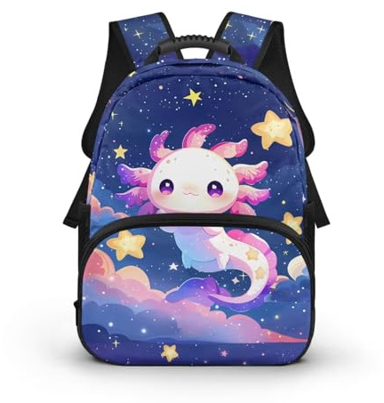 COEQINE Galaxy Axolotl Backpack For Toddlers Girls Y2K Style School Bag Set for 3-6 Years Old Girl Lightweight Bookbag for Kids Preschool Kindergarten Elementary Daycare With Shoulder Strap