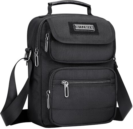 WITZMAN Umhängetasche Herren Handtasche Leicht Fit 9.7 Zoll IPad Schultertasche Herren Crossbody Shoulder Bags für Geschäftsreisen (B710 Schwarz)