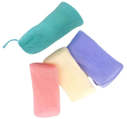 TOYANDONA Seifenbeutel Aus Netzgewebe Peeling Seifenbeutel Mit Kordelzug Für Gesicht Und Körper Sanfte Reinigung Schnell Schäumend 4 Stück