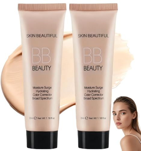2 PCS BB Cream Foundation,Full Coverage Foundation,Color Correcting Cream,BB Crea/m Tinted Moisturiser Foundatio/n,Concealer & Tinted Moisturiser,Skin Tint Foundatio/n,Evens Skin Tone(Natural color)