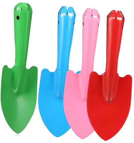 MOTHNUR Set di 4 Piccole Pale per Bambini in Ferro, Attrezzi Giardinaggio Leggeri e Versatili per Attività All'aperto e Gioco sulla Spiaggia