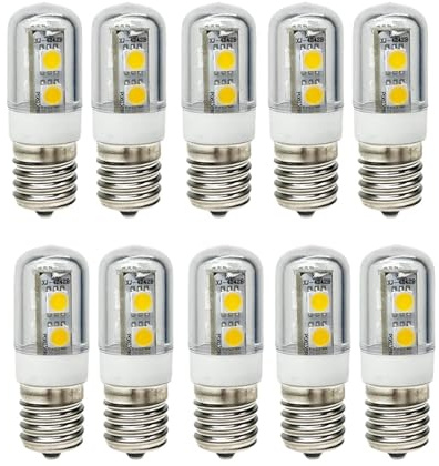 JrEam Lampadina LED T18S E12 E14 E17 Piccola Vite 1W AC 110V 220V Bianco Caldo Lampada for Frigorifero e Macchina da Cucire(Cold White,E14 220V)