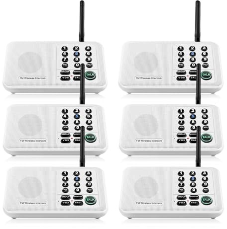 Citofono senza fili, di interfono wireless One Piece for casa, ufficio, ufficio, 5280 Ft, di comunicazione da stanza a stanza a 10 canali a lungo raggio(White)