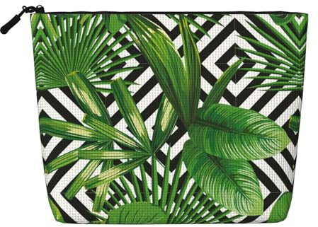 Palm Tree Tropical Plant Portable Cosmetics Case Fake Hemp, Large Makeup Bag Water Resistant Travel Toiletry Pouch