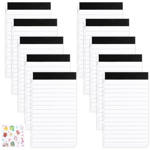 XRVRILE 10 styck Notizblock Liten A7, skrivblock linjerat med en klistermärke, 30 ark per anteckningsblock, mini notisblock ersättningsblock, block avbrytblock anteckningar för studie, kontor, hushåll