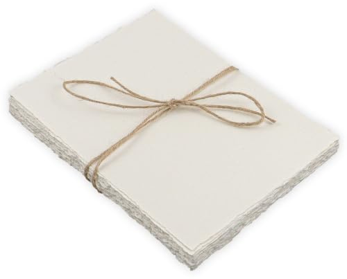 MISIQIMA 50 Blatt Büttenpapier A5, Aquarellpapier A5 / 148 x 210 mm, 160GSM Handgeschöpftes Papier, Strukturpapier Geeignet zum Malen, Schreiben und für Einladungen
