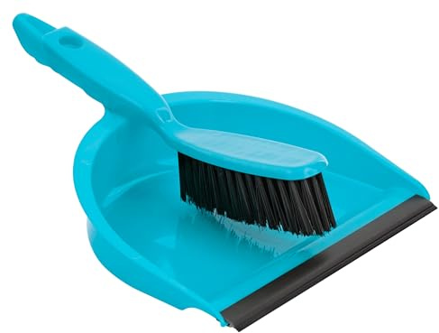 Dustpan and Brush Set Soft Bristle Hand Brush with Plastic Dust Pan | Lightweight Cleaning Set for Kitchen Home Office Floor Dust Sweeping Tool Kit Household Use Cleaning Set (Blue)