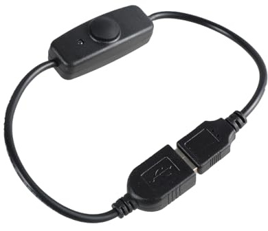 Buxuaaaa 32 cm USB-laddningskabel med indikatorlampa och strömbrytarknapp för USB-lampor och fläkt 5 V 2 A strömförsörjning med indikatorlampa
