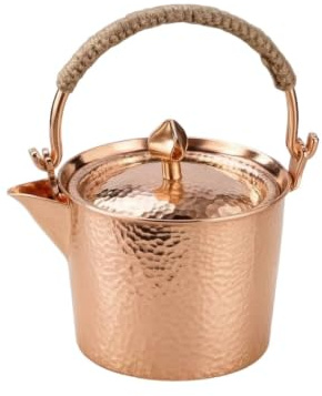 PETSOLA Tetera Cobre Hervidor Antióxido para Entusiastas l Té Té, 500 Mililitros, Color Original Engrosado - Tetera De Cobre Martillado