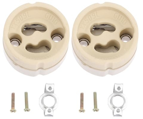 Alasum Douille en Céramique Blanche pour Gz10 Gu10 Support Stable, Lot de 2 Pièces Base pour Lampe Luminaire Plafond et Chandelier