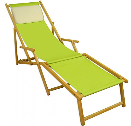 Liegestuhl Pistazie Fußablage Kissen Deckchair klappbar Sonnenliege Holz Gartenliege 10-306NFKH