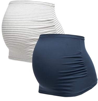 Herzmutter Bauchband Schwangerschaft Baumwolle 2X Rückenwärmer 6000 | Umstands-Bauchbänder Shirtverlängerung 2er-Set