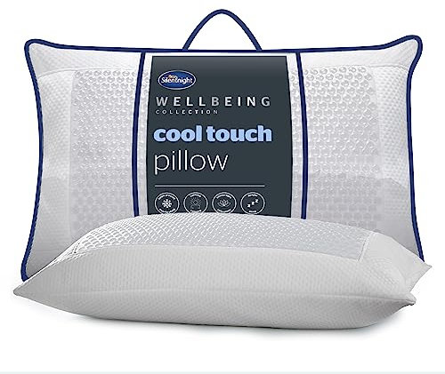Silentnight Cool Touch Pillow - Cooling Pillow for Sleeping Cold Pillows Cool Gel Pillow Pad for Night Sweats Wellbeing Collection Cooling Pads, White