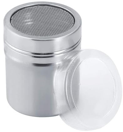 Flour Sifter,Powder Sugar Shaker with Lid,Icing Sugar Shaker with Fine Mesh,2.55×3.14inch Stainless Steel Mesh Powder Shaker Duster Sifter for Cinnamon Sugar Pepper Powder Cocoa Flour