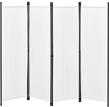 [en.casa] Raumteiler Huesca 4-teilig 200x171cm Paravent Trennwand 4-TLG. Sichtschutz Stellwand Spanische Wand Weiß