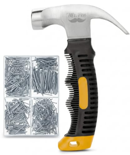 Mr. Pen- Nail Assortment Kit and 8oz Small Hammer, 600 Pcs Small Nails, Nails for Hanging Pictures, Nails for Wall, Picture Hanging Nails, Hammer and Nails Set, Small Hammer for Picture Hanging