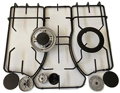 Homely – Set 3 Griglie Smaltate Nere Lucide + 5 Spartifiamma Fornelli a Gas Compatibili con Franke Piano Cottura Serie Pulsar KIT 1556 4 F – Ricambi di Alta Qualità Made in Italy per Cucine a Gas