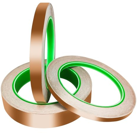 TTYSHIP® 3 Rollen Kupferband, 6mm/10mm/20mm x 20m Doppelseitig Leitfähige Kupferband Selbstklebend für EMI Abschirmung, Schneckenschutz, Elektro Reparatur