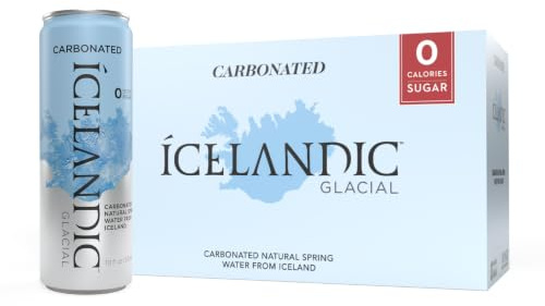 Icelandic Glacial Sparkling Water, Unflavored, 330 ml / 11.1 Fl Oz Cans (Pack of 10)