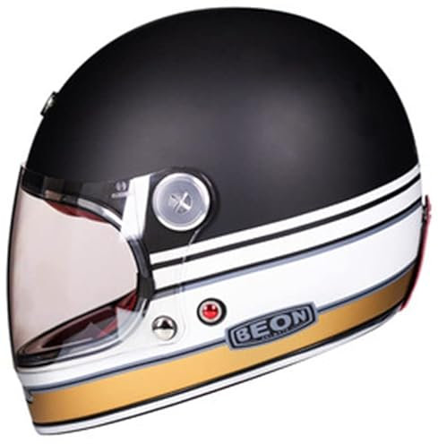 ZLYJ Vintage Integralhelm Motorrad Motorrad Scooter Retro Classic Crash Racing Touring ECE-Zugelassener Helm B,X-Large