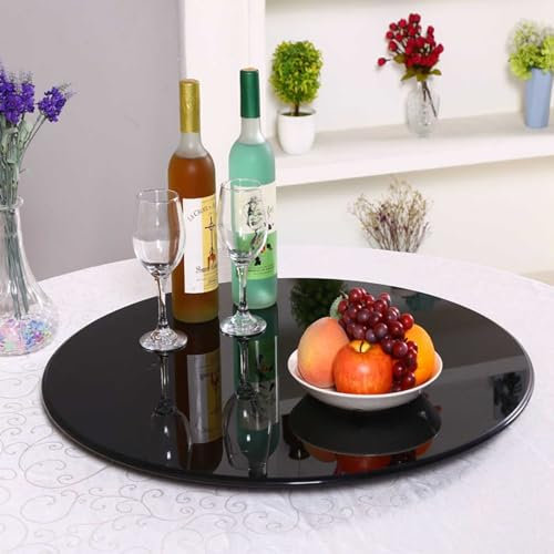 Tapa De Cristal Para Mesa Redonda Cristal Templado Transparente Bandeja De Cristal Redonda Tablero Superficie Redonda De Mesa Diámetro 35cm ~ 100cm Para Mesa De Comedor Cocina Jardín ( Color : Nero ,